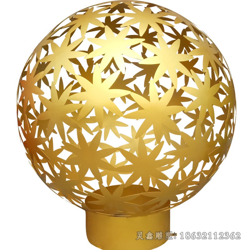 镂空球彩绘不锈钢街边雕塑