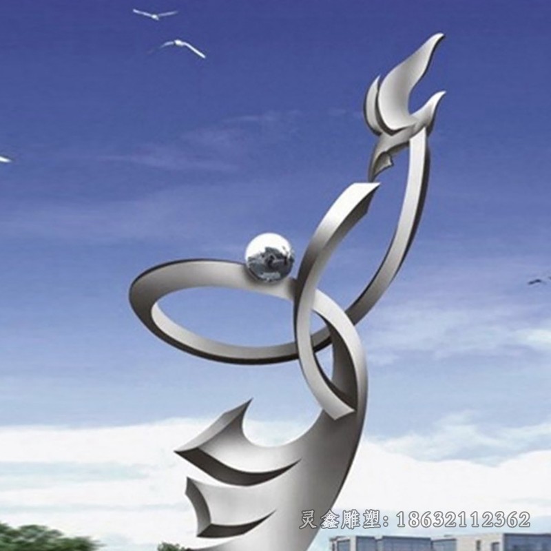 不锈钢海浪抽象广场景观雕塑