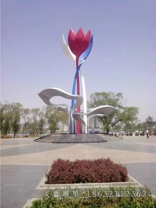 彩绘花广场不锈钢景观雕塑