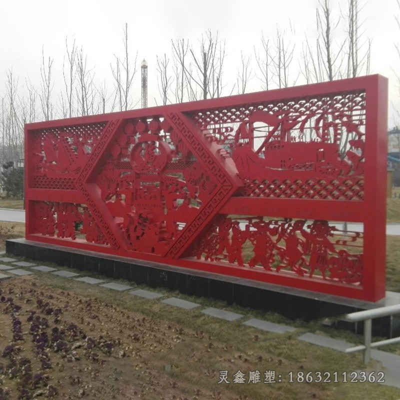 不锈钢彩绘剪纸广场雕塑