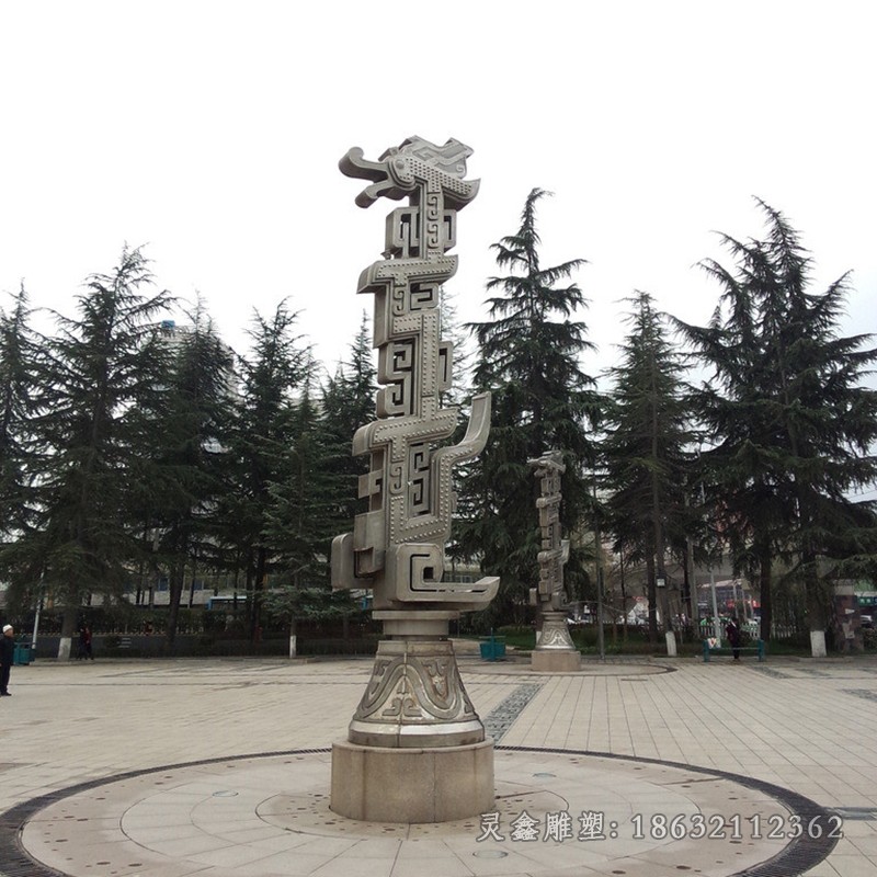 不锈钢龙柱公园景观雕塑