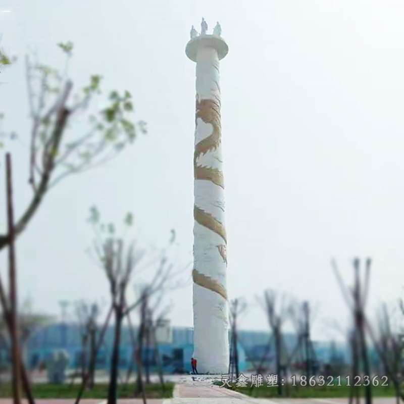 不锈钢龙柱公园景观雕塑