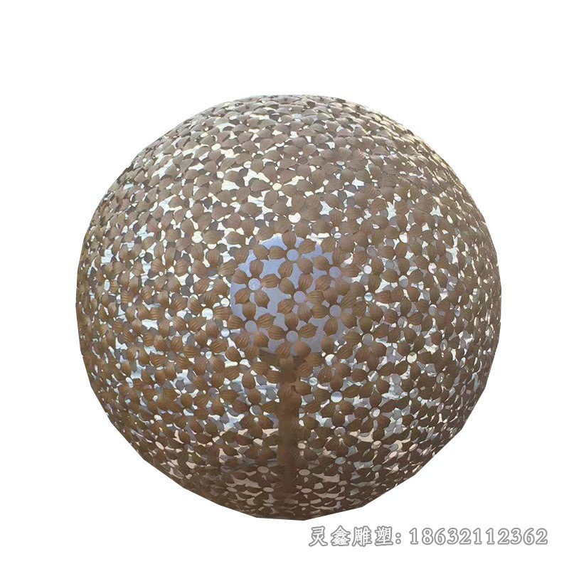 不锈钢彩绘镂空球校园雕塑