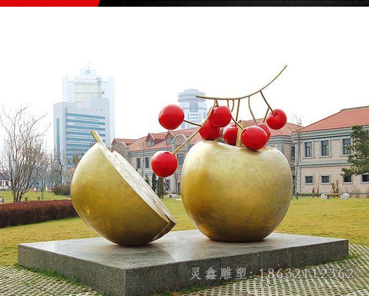 不锈钢彩绘苹果公园雕塑