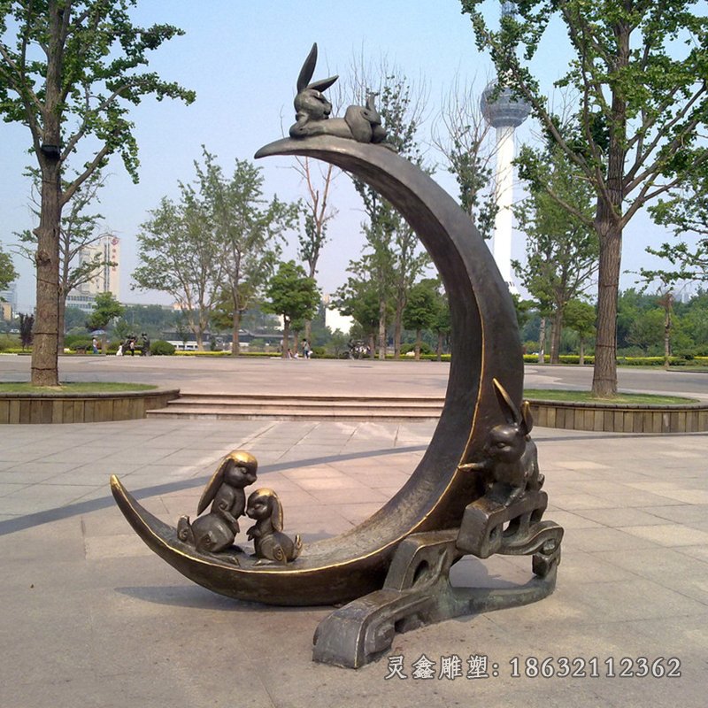 兔子奔跑动物景观铜雕