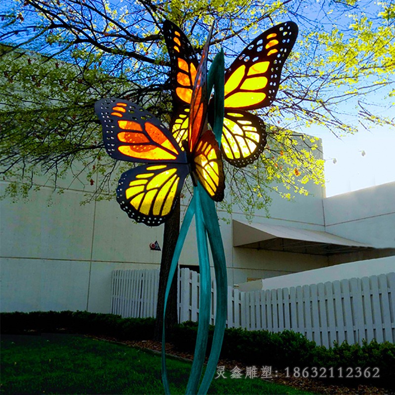 动物蝴蝶庭院不锈钢雕塑