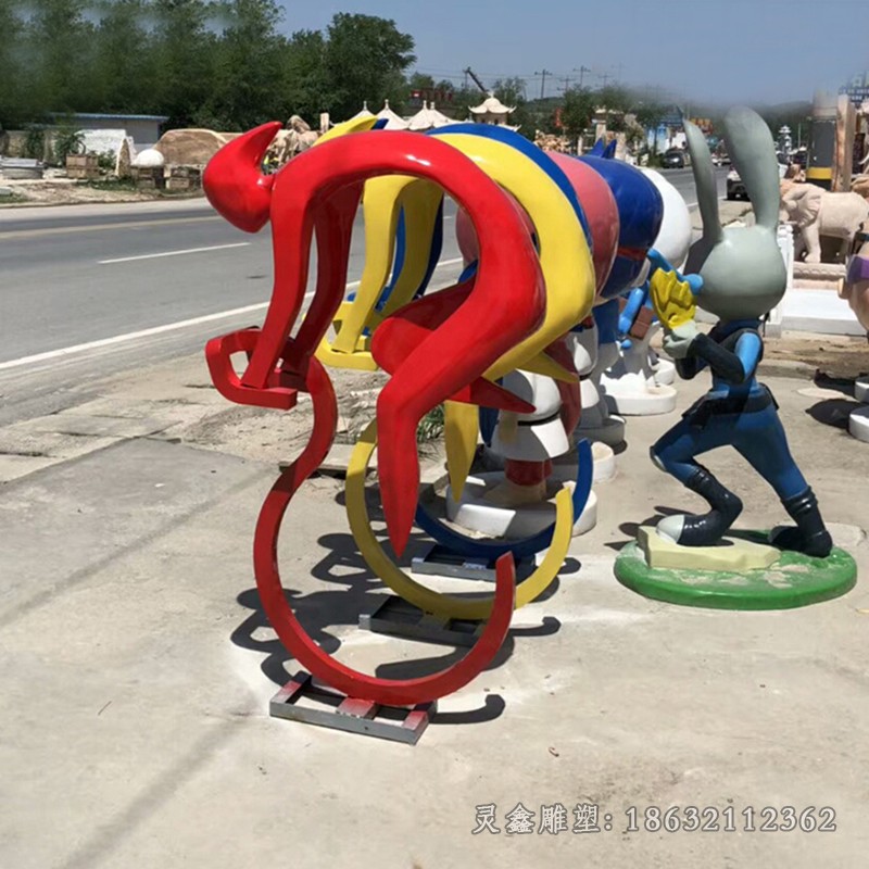 不锈钢骑自行车广场景观雕塑