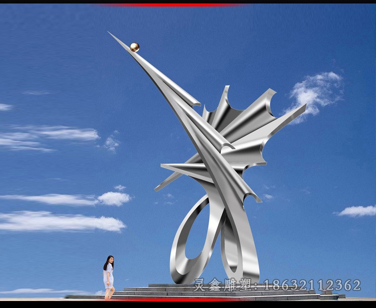 不锈钢旗帜广场景观雕塑