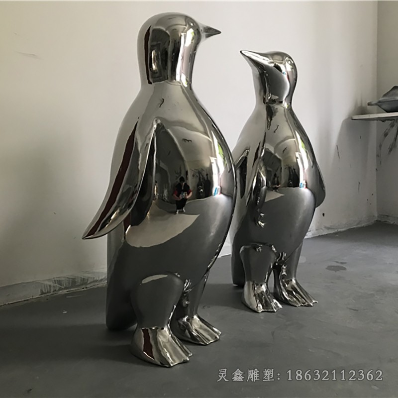 不锈钢镜面企鹅广场雕塑