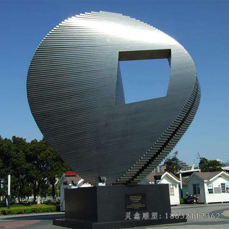 不锈钢镜面抽象广场标志雕塑