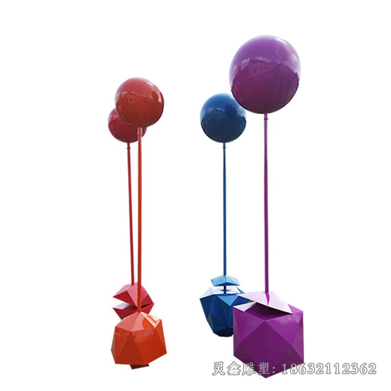 不锈钢彩绘气球街边雕塑