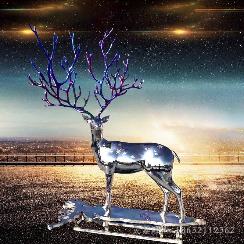 不锈钢鹿广场景观雕塑