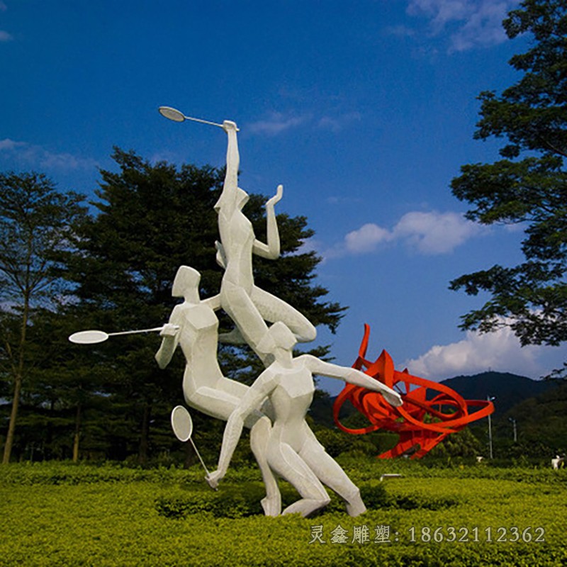 不锈钢几何运动人物雕塑