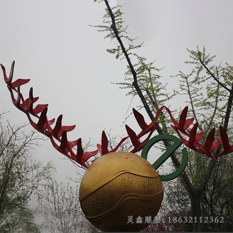 不锈钢彩绘球广场雕塑