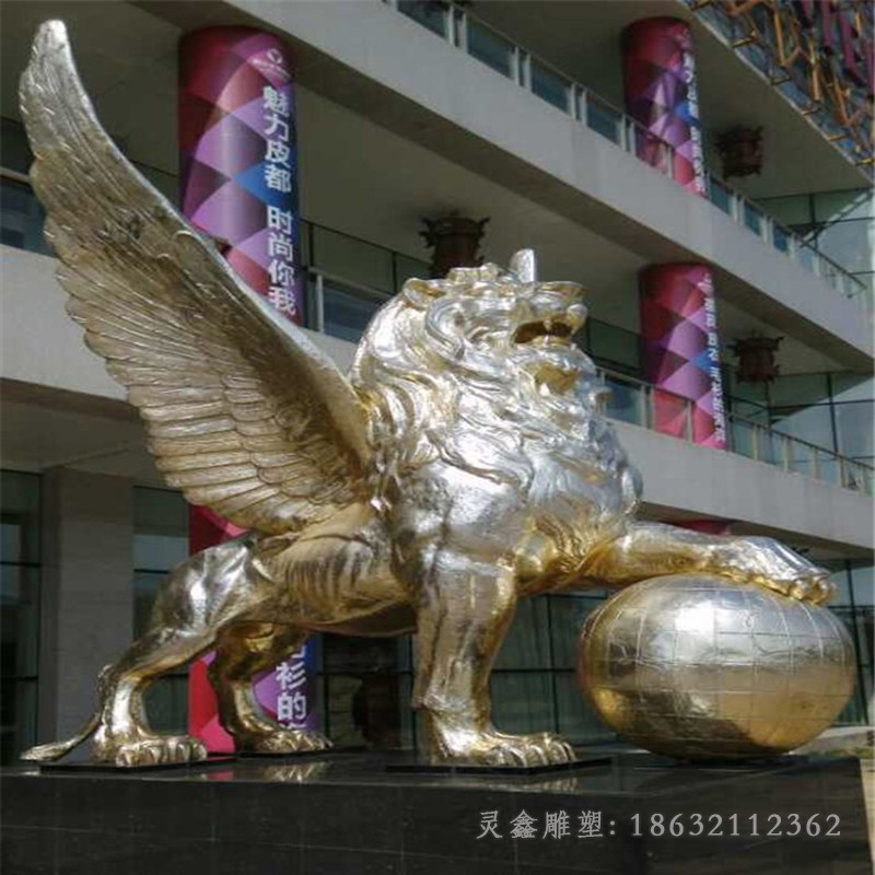 不锈钢镜面抽象狮子商场雕塑