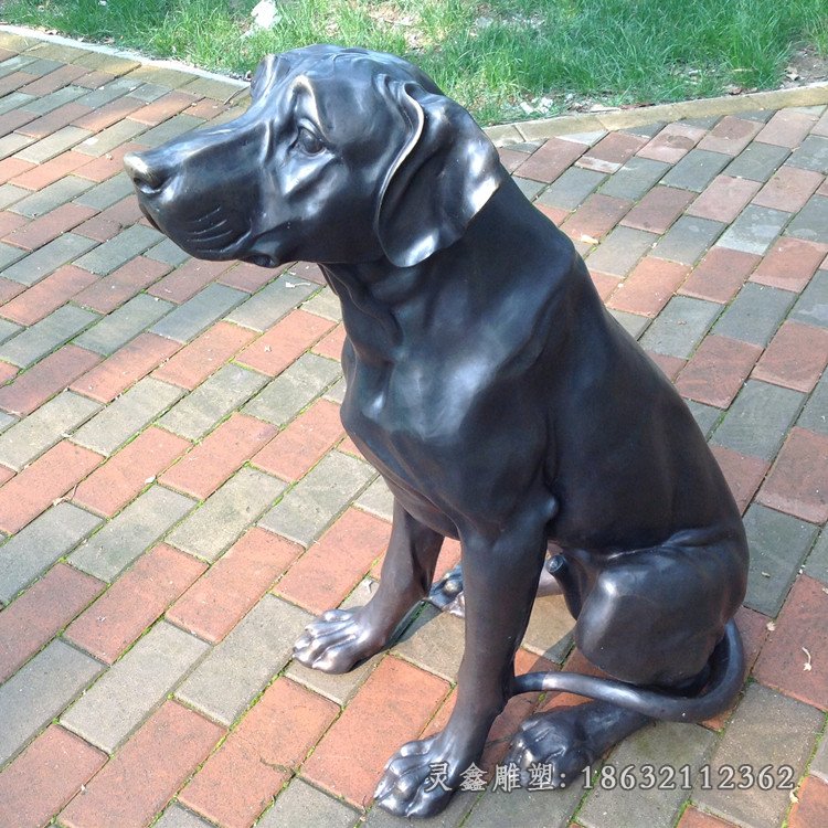 卧着的小狗雕塑，街边动物铜雕 (3)