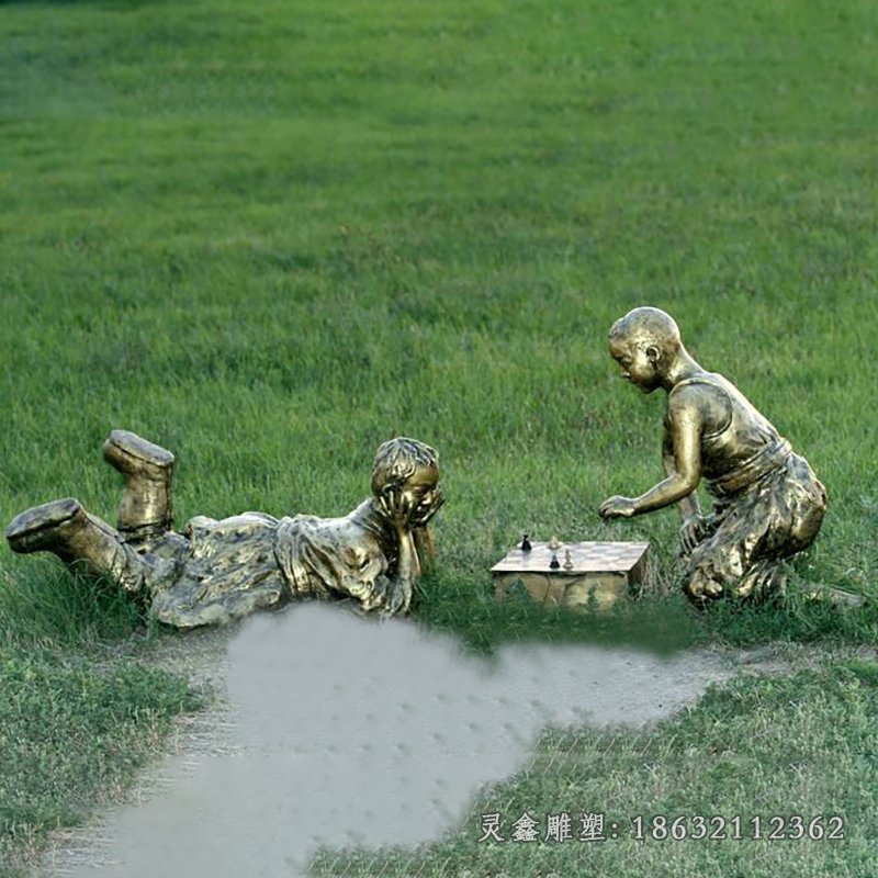 下棋人物铜雕 (6)