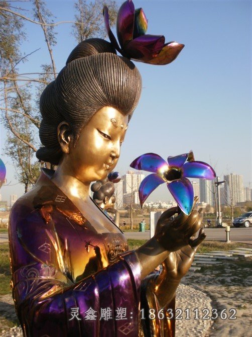 仙女铜雕，公园人物铜雕 (5)