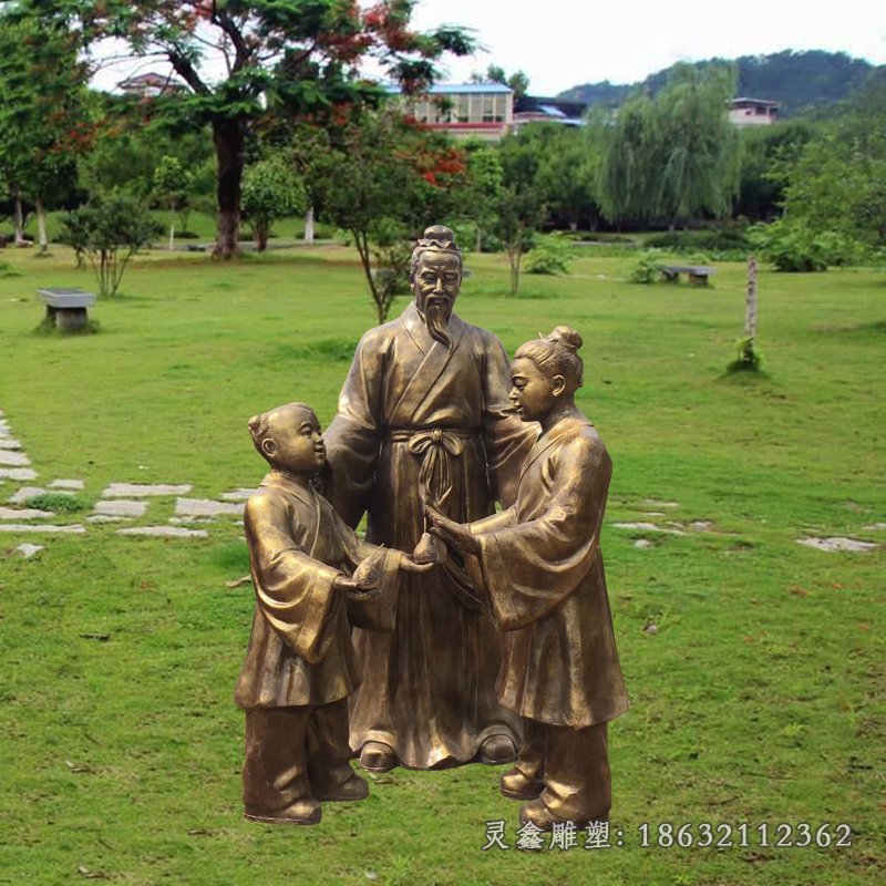 校园孔融让梨铜雕