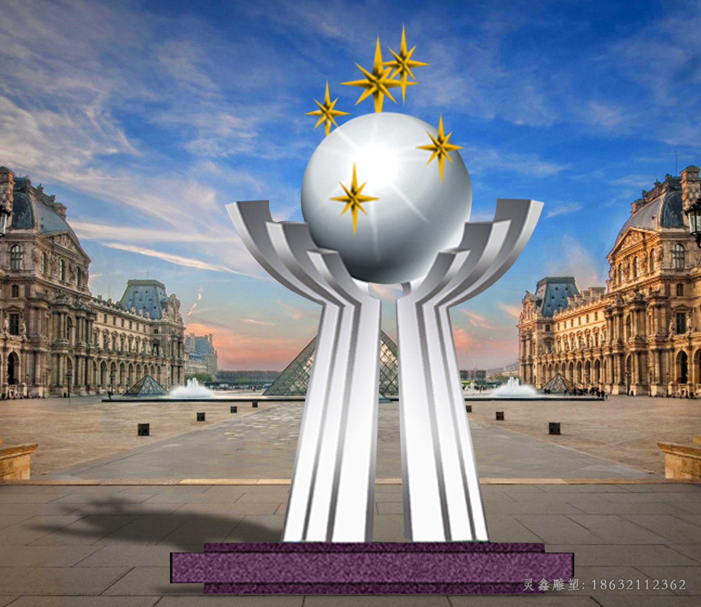 不锈钢手捧地球校园雕塑