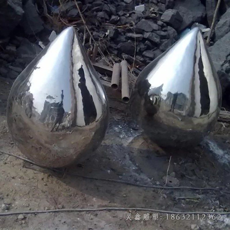 不锈钢镜面抽象水滴城市雕塑