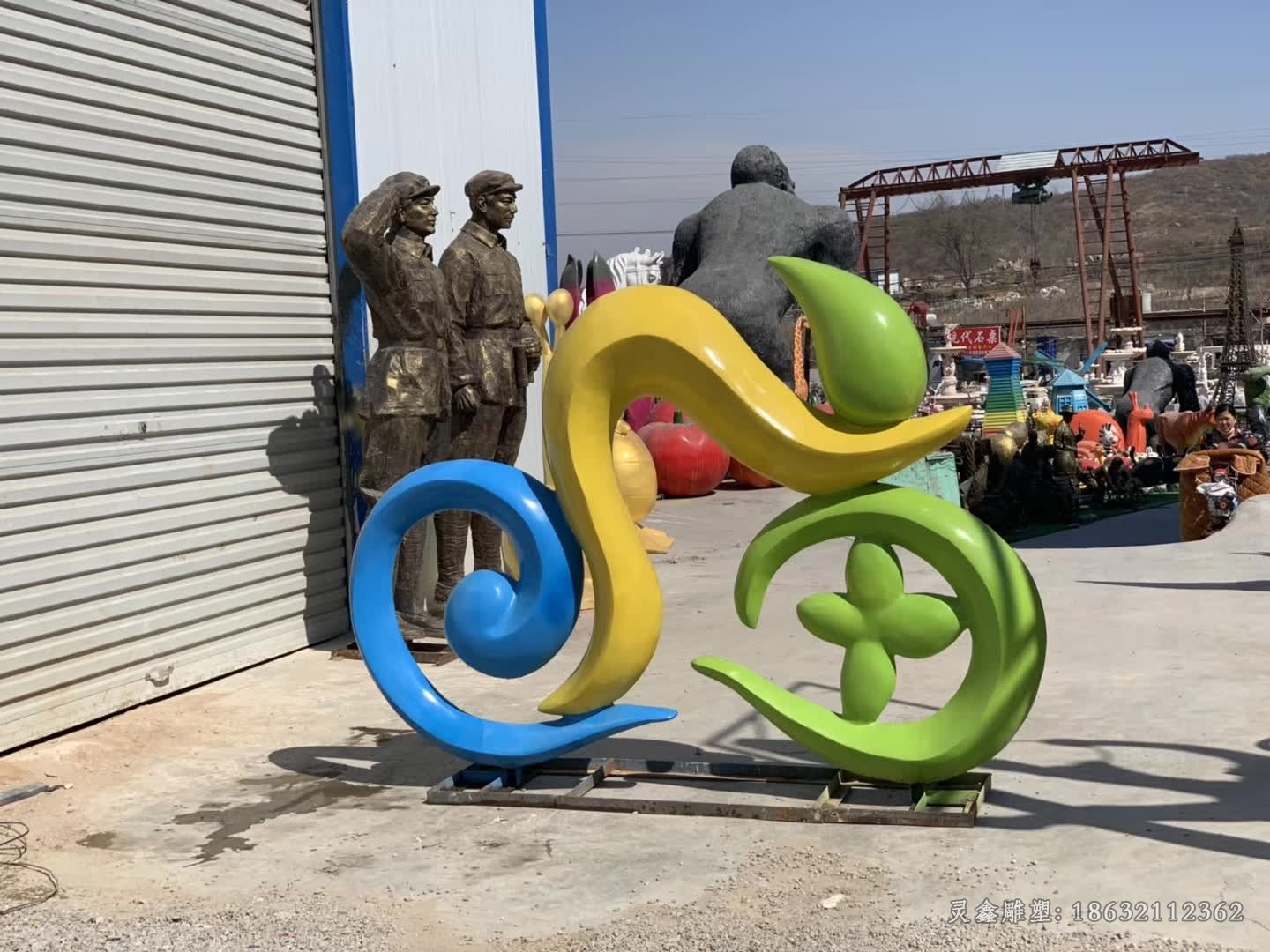 不锈钢抽象骑自行车街边雕塑