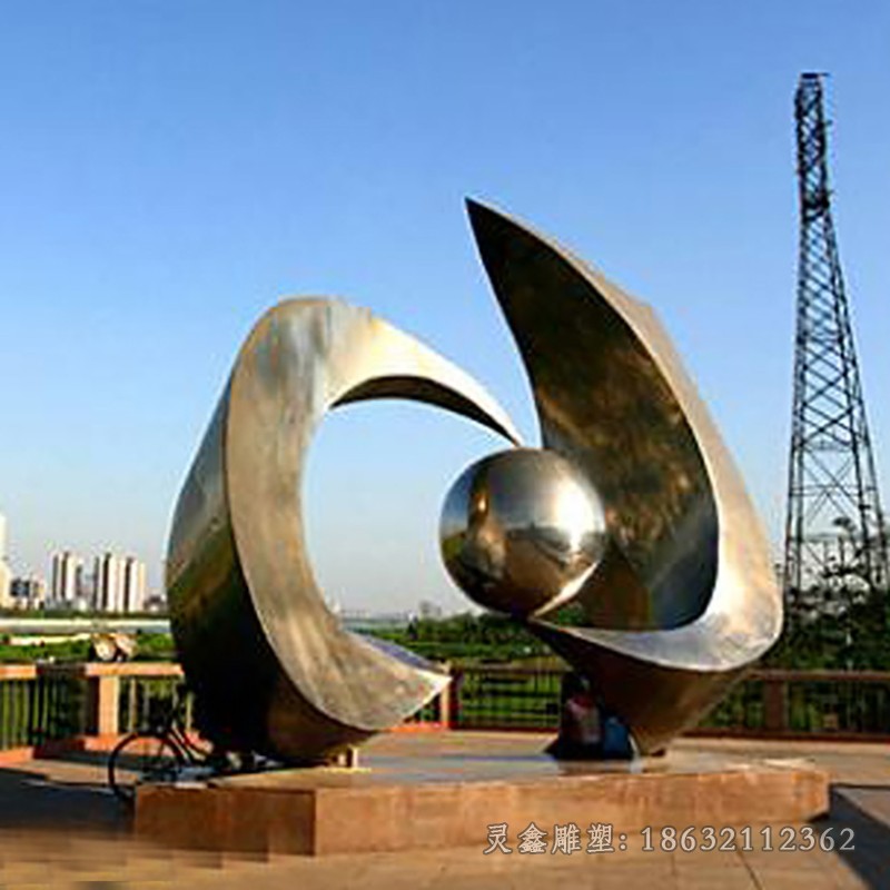 不锈钢抽象海浪广场雕塑