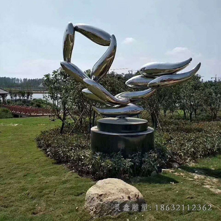 不锈钢鱼群公园景观雕塑