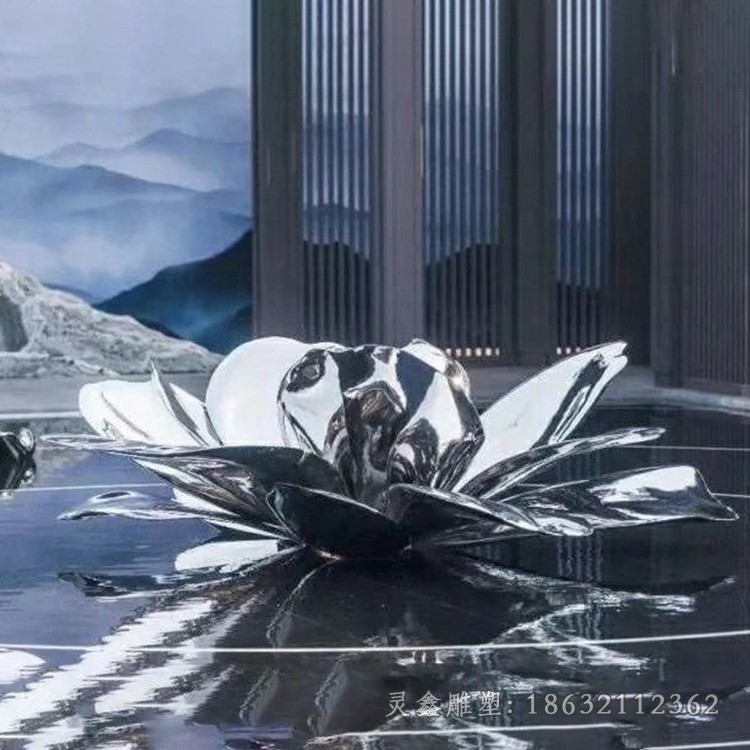 不锈钢镜面莲花广场景观雕塑