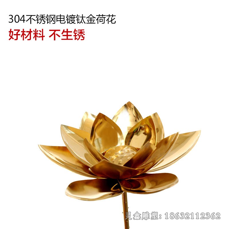 不锈钢钛金荷花广场雕塑