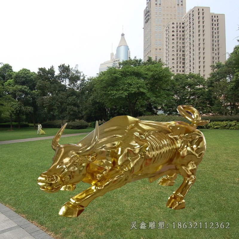 不锈钢钛金华尔街牛广场雕塑