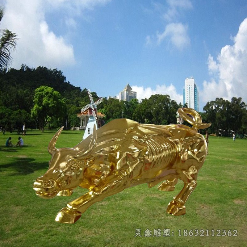 不锈钢钛金华尔街牛广场雕塑