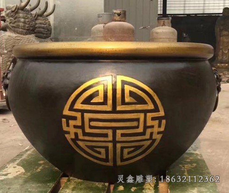 铸铜聚财铜缸纯铜大水缸加工定制纯铜大型养鱼景观铜大缸摆件22723_看图王