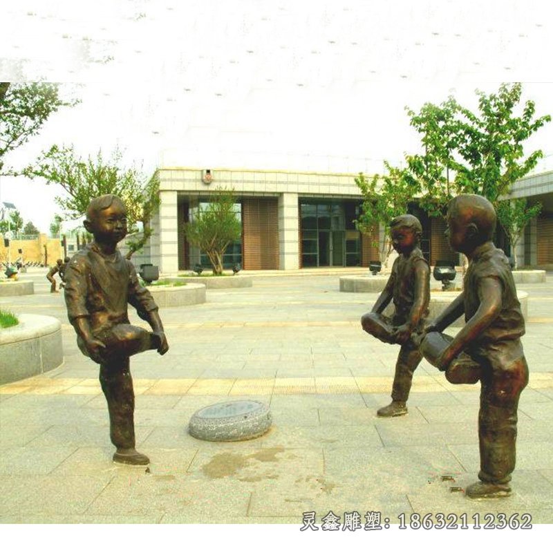 撞拐雕塑，公园小品铜雕