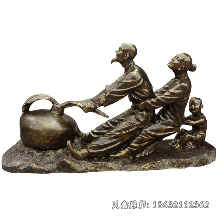 拔萝卜公园人物景观铜雕