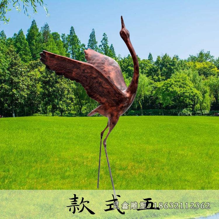 玻璃钢仿铜仙鹤，公园动物雕塑 (6)