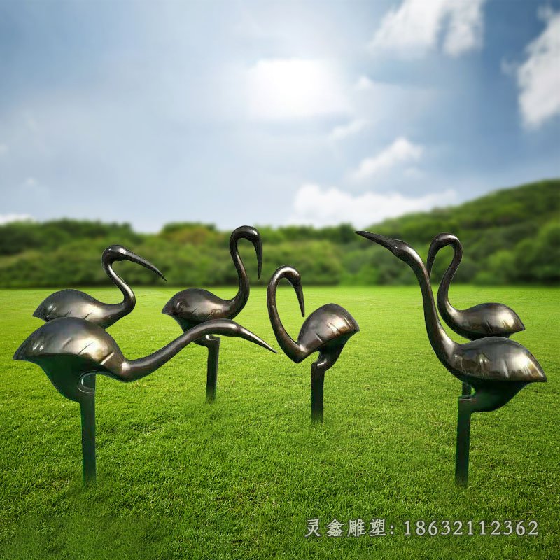 草坪抽象仙鹤铜雕 (4)