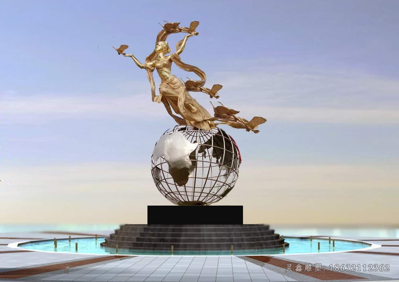 不锈钢广场腾飞景观雕塑 