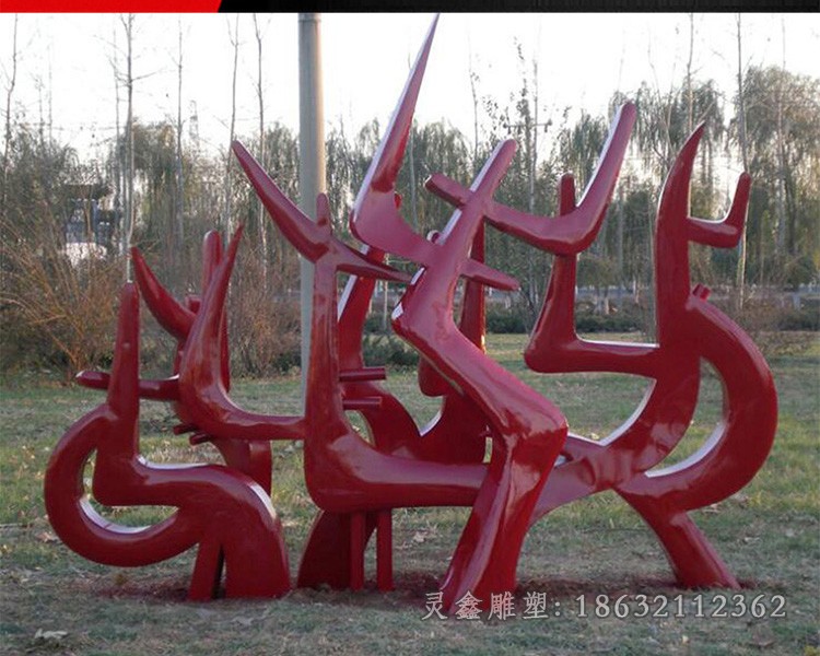 不锈钢跳舞广场景观雕塑
