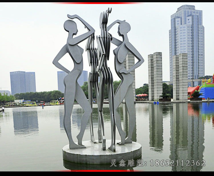 不锈钢跳舞广场景观雕塑