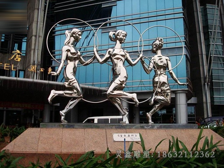 不锈钢跳舞广场人物雕塑