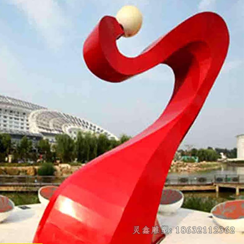 不锈钢跳舞彩带广场景观雕塑