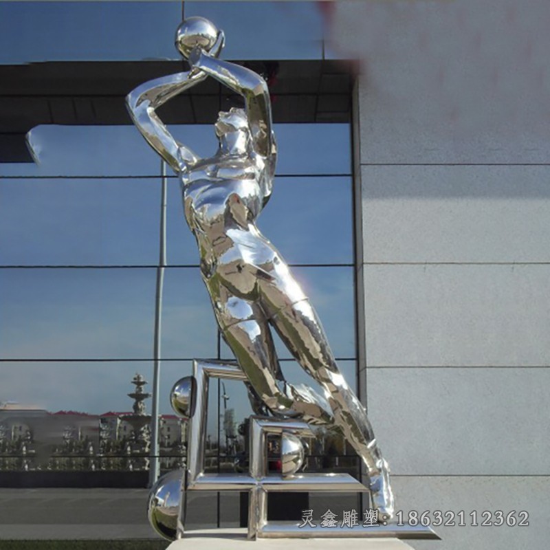 投篮不锈钢运动人物雕塑