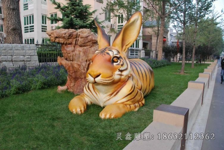不锈钢抽象兔子公园雕塑