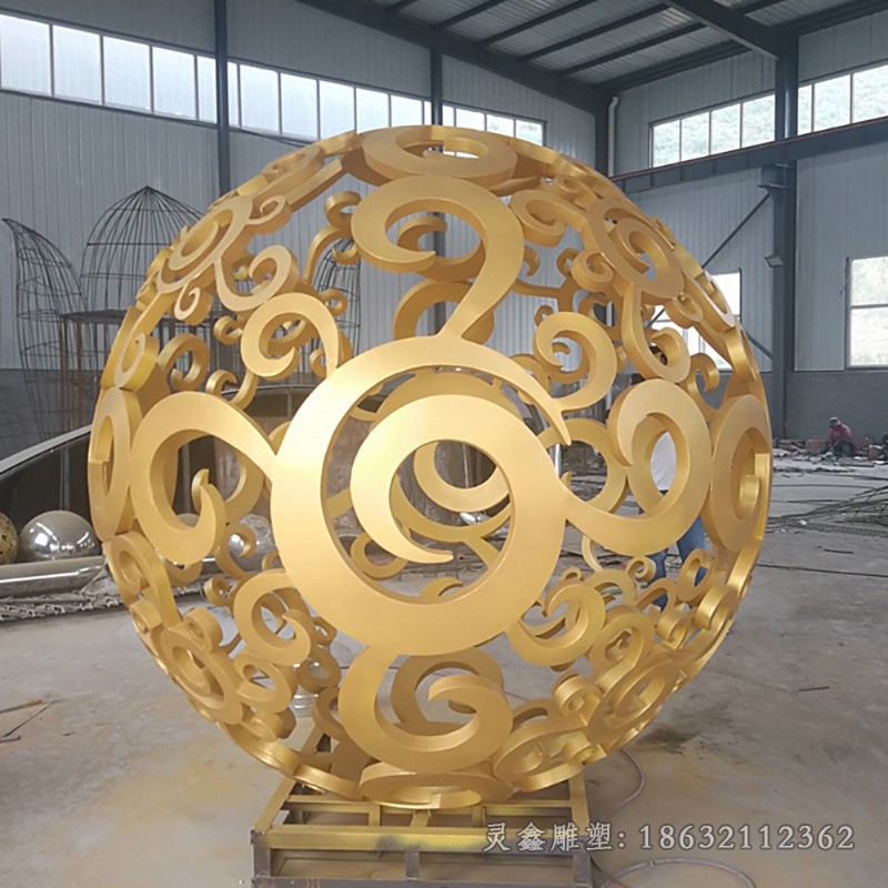 不锈钢祥云空缕球广场雕塑