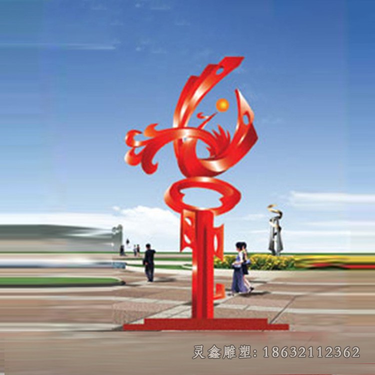 广场不锈钢抽象凤凰于飞雕塑