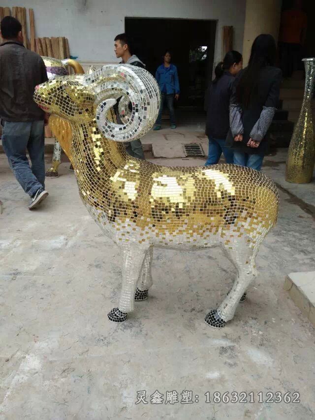 不锈钢羊公园动物景观雕塑