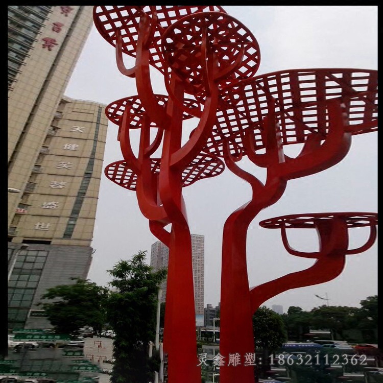 户外不锈钢蘑菇树造型雕塑