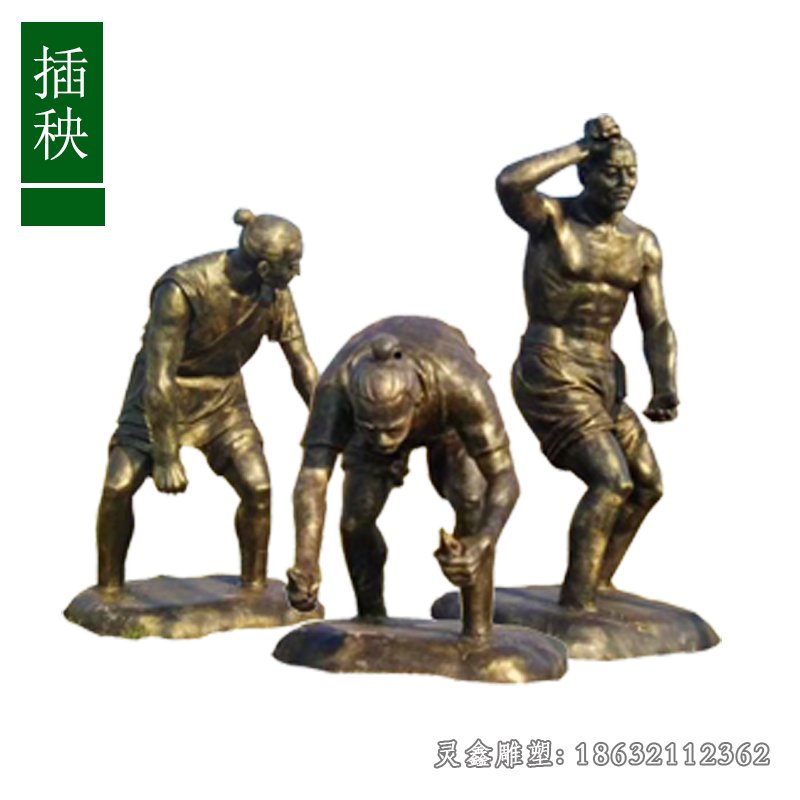 插秧城市农耕人物铜雕