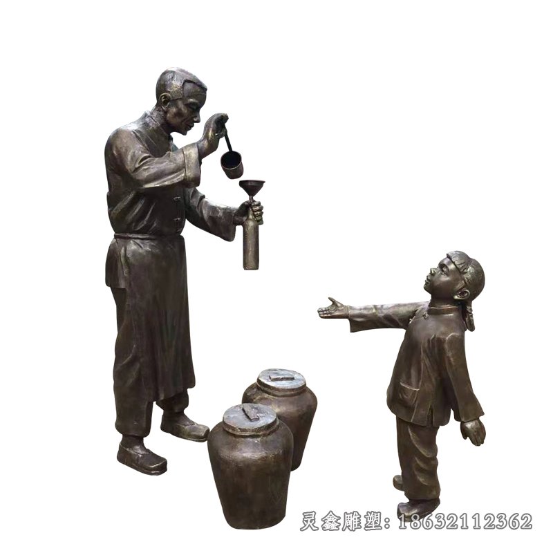 民俗打酱油人物铜雕